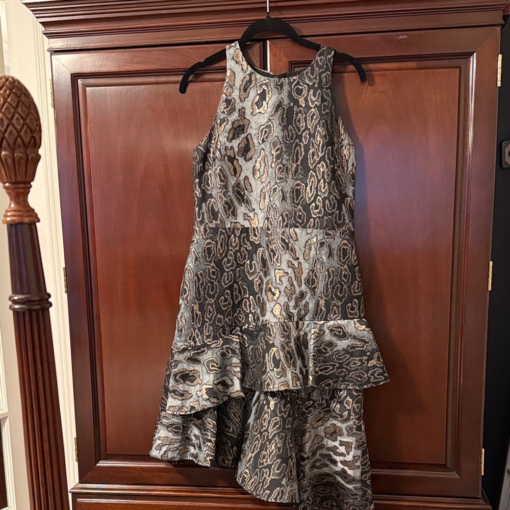 Vince Camino Metallic Leopard Print Party Dress
